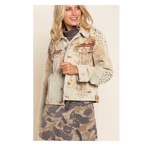 𝅺CORDUROY Relaxed Fit Studded Jacket - Picture 4 of 15